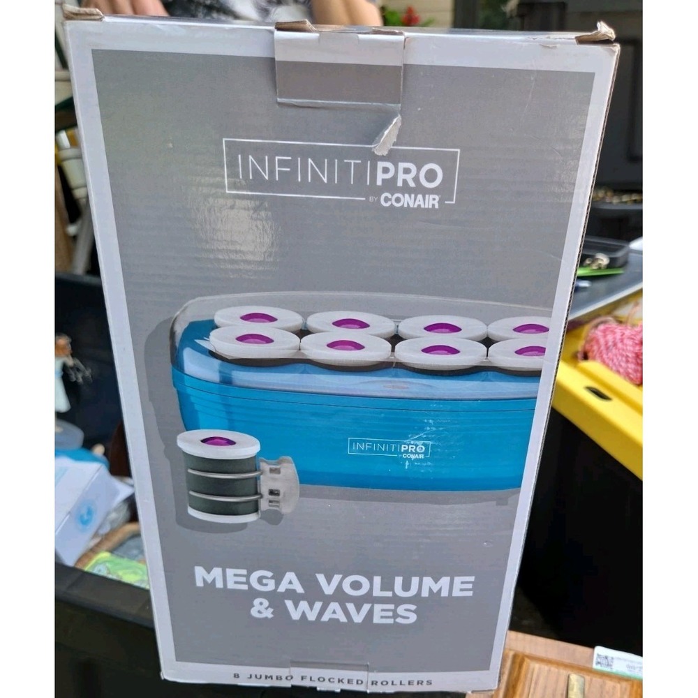 8 Jumbo Flocked Rollers Curlers Mega Volume & Waves Infiniti Pro Conair New! E4